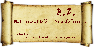 Matriszottó Petróniusz névjegykártya